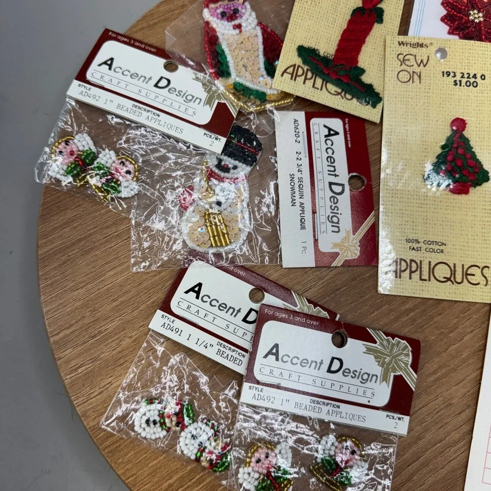 Wrights Accent Design Christmas Appliques Lot Mixed Multi Color Holiday Craft